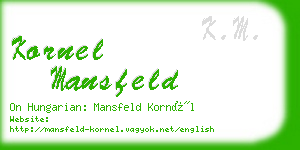 kornel mansfeld business card